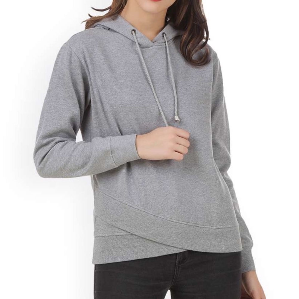 Nike Dri-Fit Mens Hoodie Size L Gray Layered tulip Hem Long Sleeve Pullover